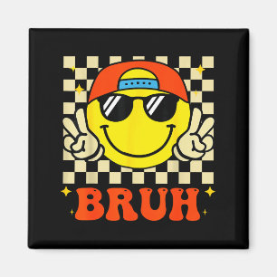 Groovy Bruh For Girls Kids Boys Smile Face Magnet