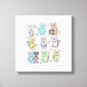 Groovy Bunnies Candy Ultrasound Tech Easter Sonogr Canvas Print