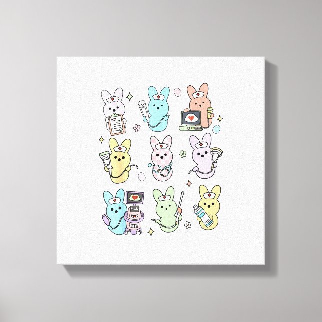 Groovy Bunnies Candy Ultrasound Tech Easter Sonogr Canvas Print (Front)