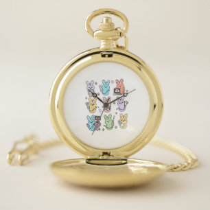 Groovy Bunnies Candy Ultrasound Tech Easter Sonogr Pocket Watch