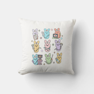 Groovy Bunnies Candy Ultrasound Tech Easter Sonogr Throw Pillow