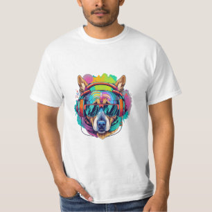 Groovy Canine Vibes : Cool Dog with Headphones T-Shirt