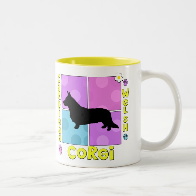 Groovy Cardigan Welsh Corgi Two-Tone Coffee Mug (Right)
