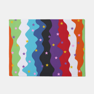 Groovy Celestial Stripe Bold Colorful Abstract Doormat