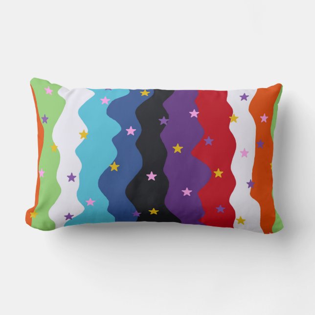 Groovy Celestial Stripe Bold Colorful Abstract  Lumbar Pillow (Front)