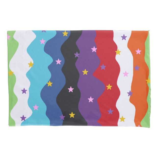 Groovy Celestial Stripe Bold Colorful Abstract Pillow Case (Front)
