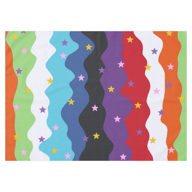 Groovy Celestial Stripe Bold Colorful Abstract Tablecloth (Front (Horizontal))