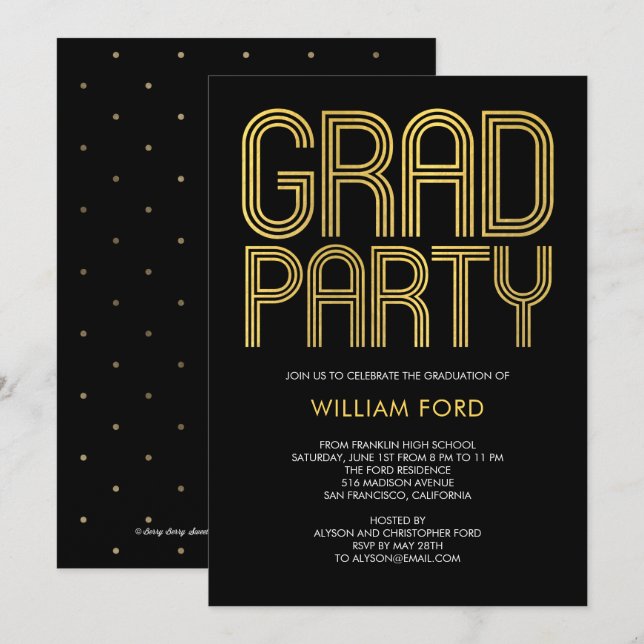 Groovy Charm EDITABLE COLOR Graduation Invitation (Front/Back)
