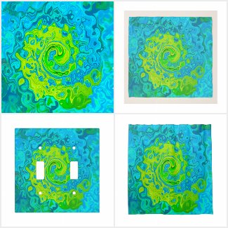 Groovy Chartreuse and Aquamarine Liquid Swirl