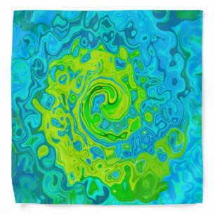 Groovy Chartreuse and Aquamarine Liquid Swirl Bandana