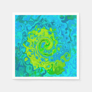 Groovy Chartreuse and Aquamarine Liquid Swirl Napkins