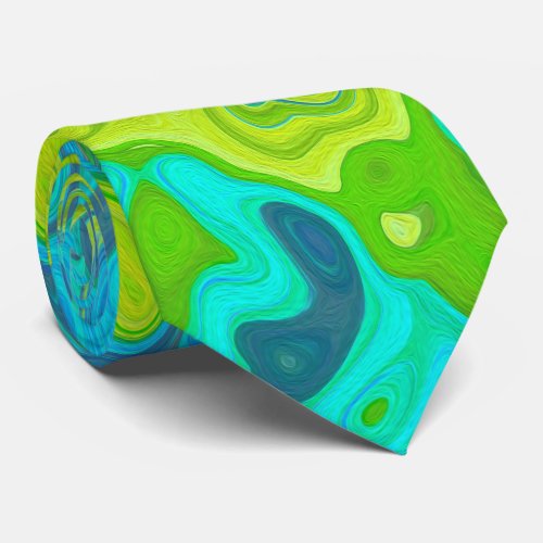 Groovy Chartreuse and Aquamarine Liquid Swirl Neck Tie