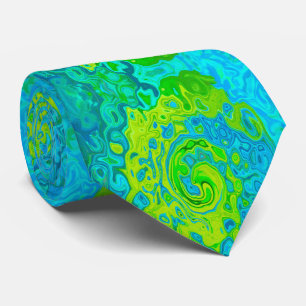 Groovy Chartreuse and Aquamarine Liquid Swirl Neck Tie