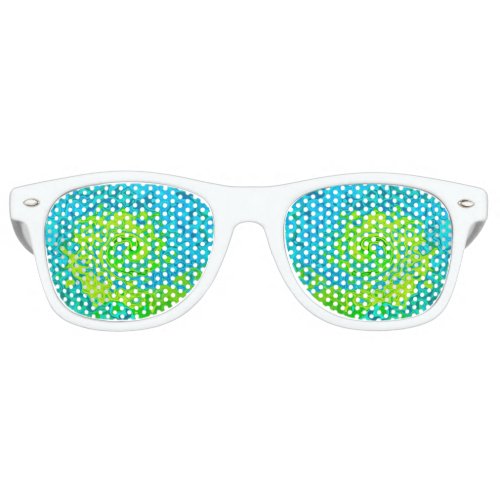 Groovy Chartreuse and Aquamarine Liquid Swirl Retro Sunglasses