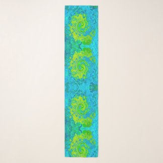 Groovy Chartreuse and Aquamarine Liquid Swirl Scarf