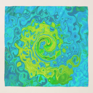 Groovy Chartreuse and Aquamarine Liquid Swirl Scarf