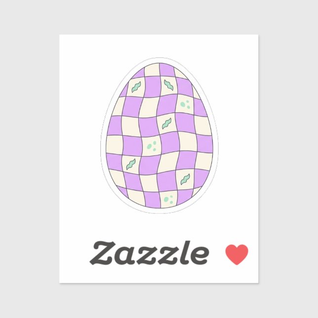 Groovy Checkerboard Easter Egg Pastel Retro  Sticker (Sheet)