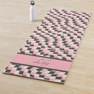 Groovy Checkerboard Pattern , Y2K 90s  Yoga Mat