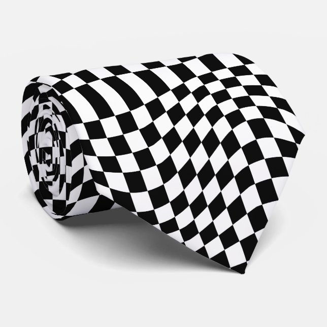 Groovy Checkerboard, Y2K 90s  Neck Tie (Rolled)