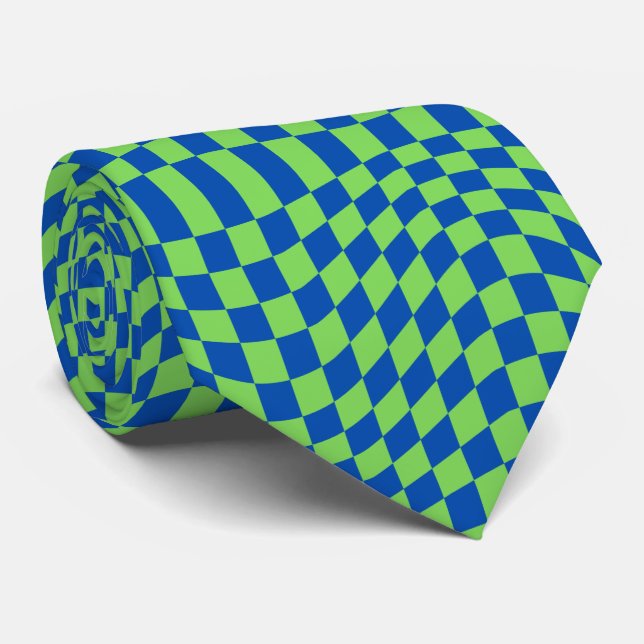 Groovy Checkerboard, Y2K 90s  Neck Tie (Rolled)