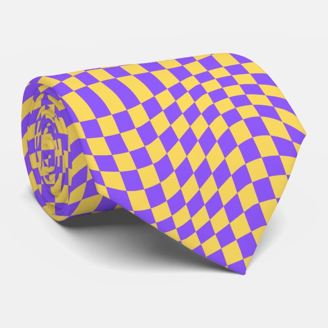 Groovy Checkerboard, Y2K 90s  Neck Tie (Rolled)