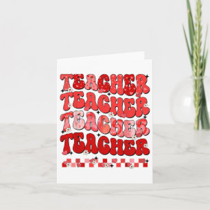 Groovy Checkered Heart Teacher Valentines Day Mens Card