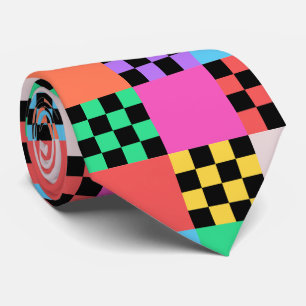 Groovy Checkered Minimalist Chess Board Neck Tie