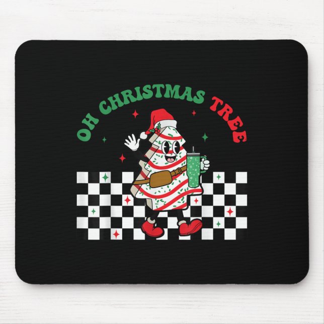 Groovy Checkered Oh Christmas Tree Cakes For Cake  Mouse Pad (Front)