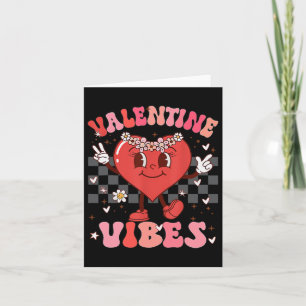 Groovy Checkered Valentine Vibes Valentines Day Gi Card