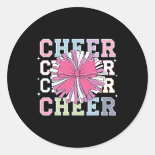 Groovy Cheer Coquette Bow Cheerleading Lover Cheer Classic Round Sticker