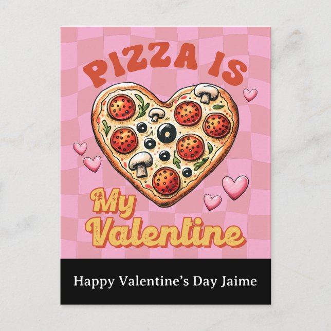 Groovy Cheese Pizza My Valentines Day Postcard (Front)