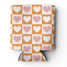 Groovy Chessboard Flower Heart Pink Orange Color