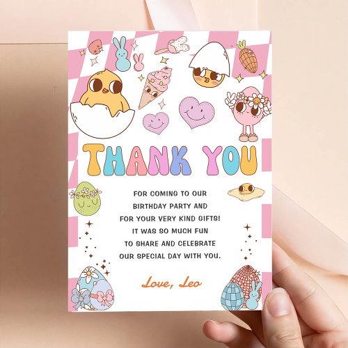 Groovy Chick Spring Daisy Birthday Thank You Card