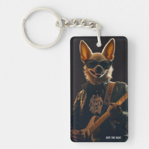 Groovy Chihuahua Guitar Player Rockstar Keyring
