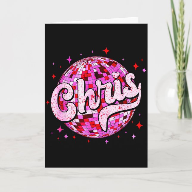 Groovy Chris First Name D I Love Chris Tees Meme  Card (Front)