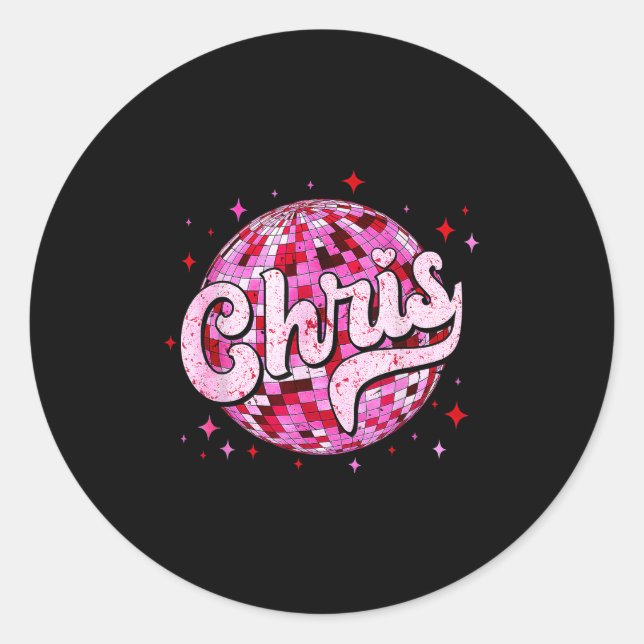 Groovy Chris First Name D I Love Chris Tees Meme  Classic Round Sticker (Front)
