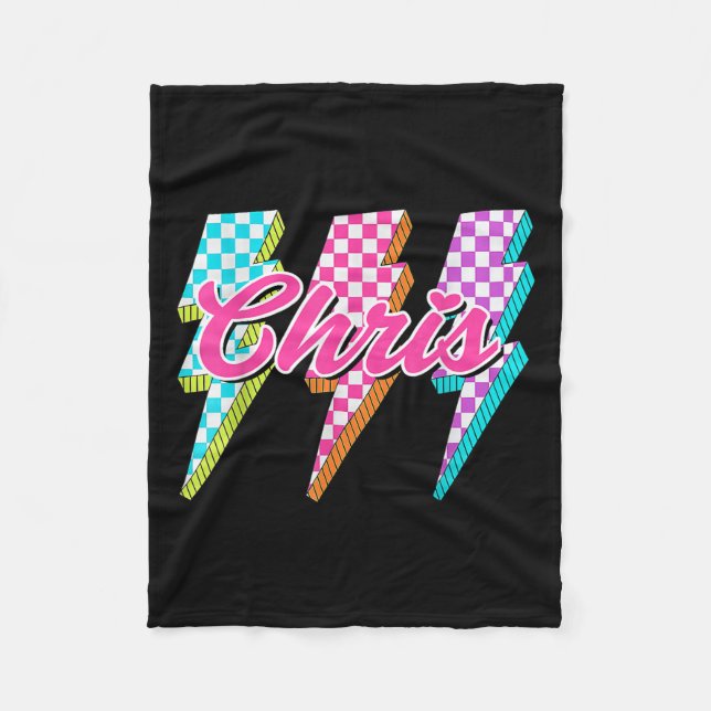 Groovy Chris Lightning Bolt Checkered I Love Meme  Fleece Blanket (Front)