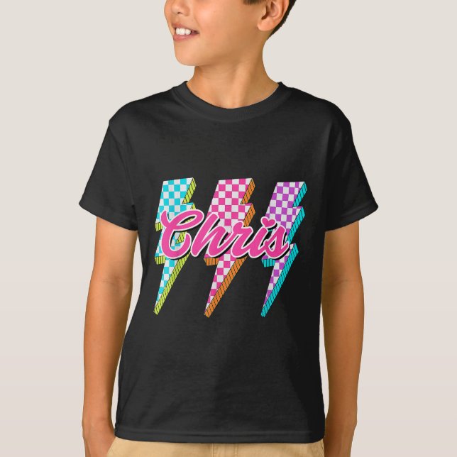 Groovy Chris Lightning Bolt Checkered I Love Meme  T-Shirt (Front)