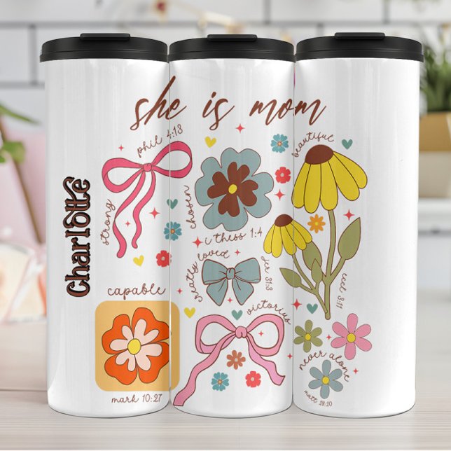 Groovy Christian She Is Mom Design Thermal Tumbler (Creator Uploaded)