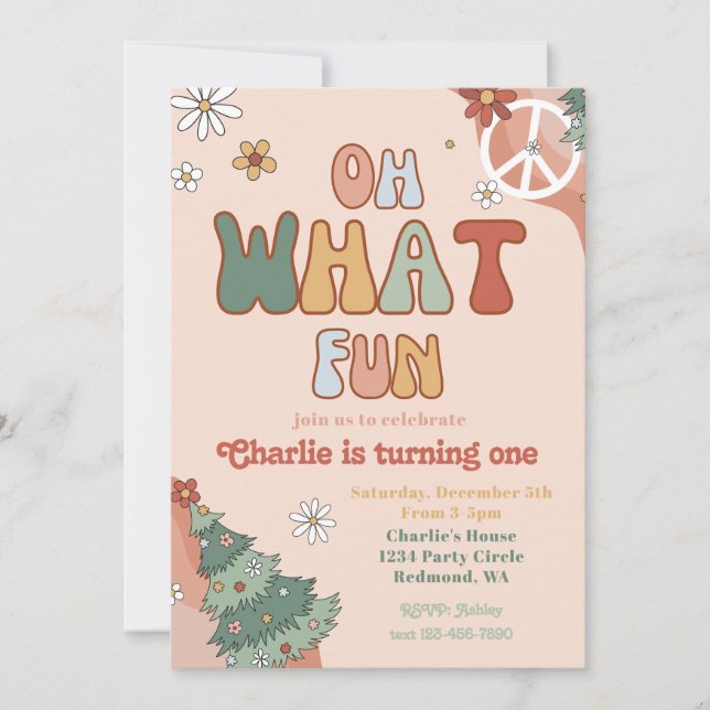 Groovy Christmas Birthday Invitation | Winter (Front)