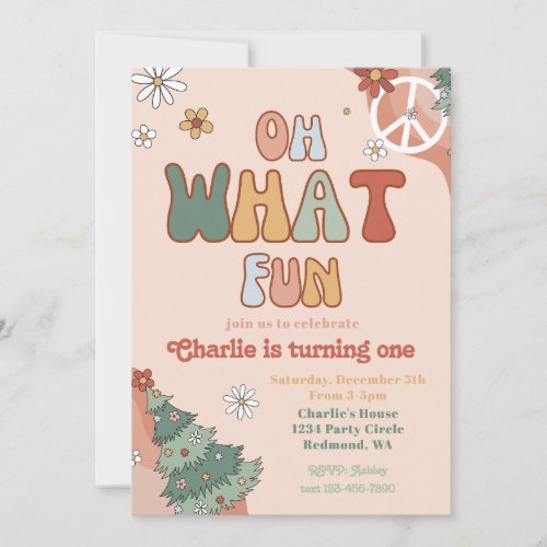 Groovy Christmas Birthday Invitation  Winter