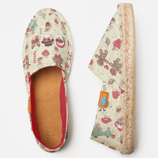 groovy christmas black santa snowman reindeer  espadrilles (Side)