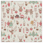 groovy christmas black santa snowman reindeer  fabric