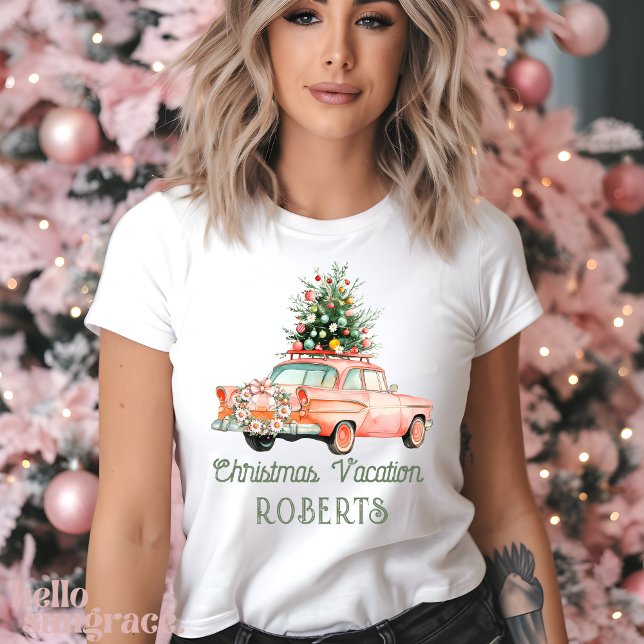 Groovy Christmas Car Vacation Retro Tri-Blend Shirt (Creator Uploaded)