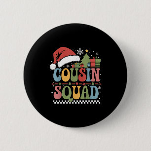 Groovy Christmas Cousin Squad Xmas Matching Boys G Button