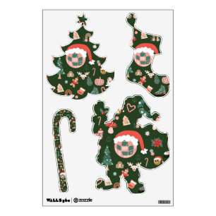 groovy christmas disco ball santa wall decal
