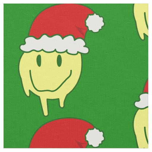 groovy christmas happy face santa dripping fabric