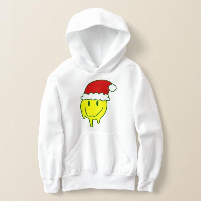 groovy christmas happy face santa dripping hoodie (Laydown)