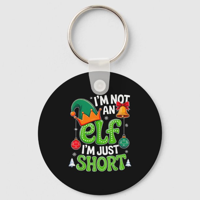 Groovy Christmas Im Not An Elf Just Short Xmas Squ Keychain (Front)