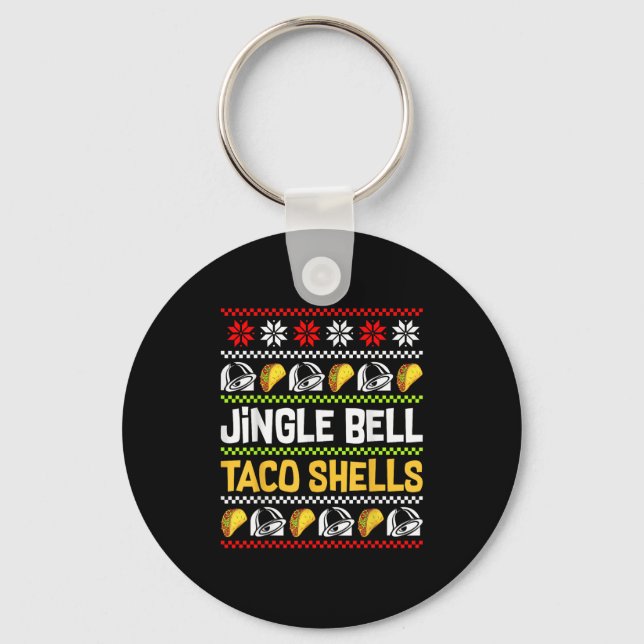 Groovy Christmas Jingle Bells Taco Shells Ugly Xma Keychain (Front)